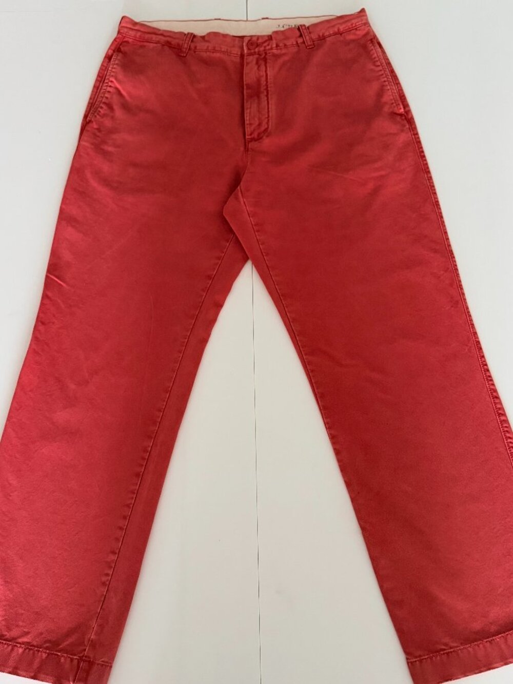 J.Crew Pants Men 36x32 Red Broken In Chino Flat Front Straight Leg Cotton Preppy